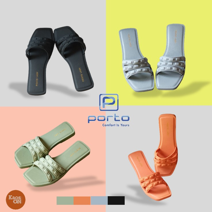 PORTO Lady AVA Sandal Flat Jelly Anti Slip Ukuran 35 - 40
