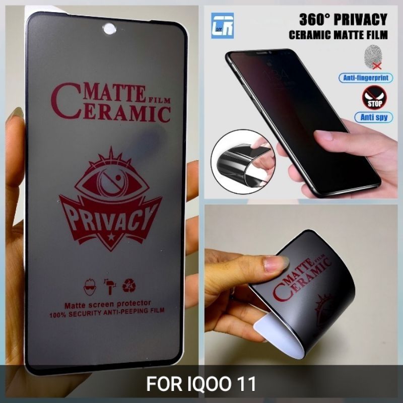 tempered glass ceramic spy matte IQOO 11 screen protector pelindung layar