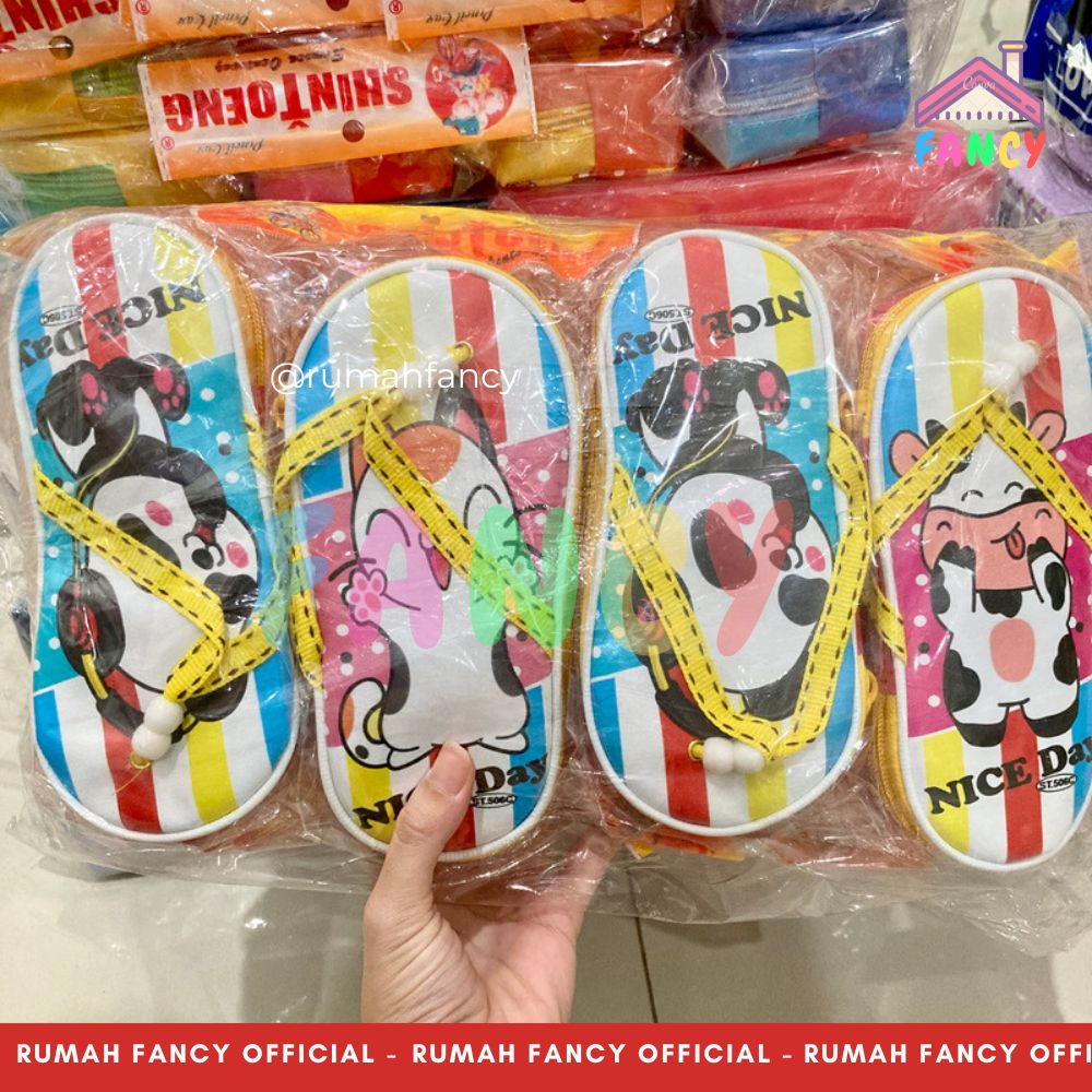 Tempat Pensil Kotak Pensil Shin Toeng Sandal Jepit ST 506C Motif Panda Bear / Sapi / Cat Lucu