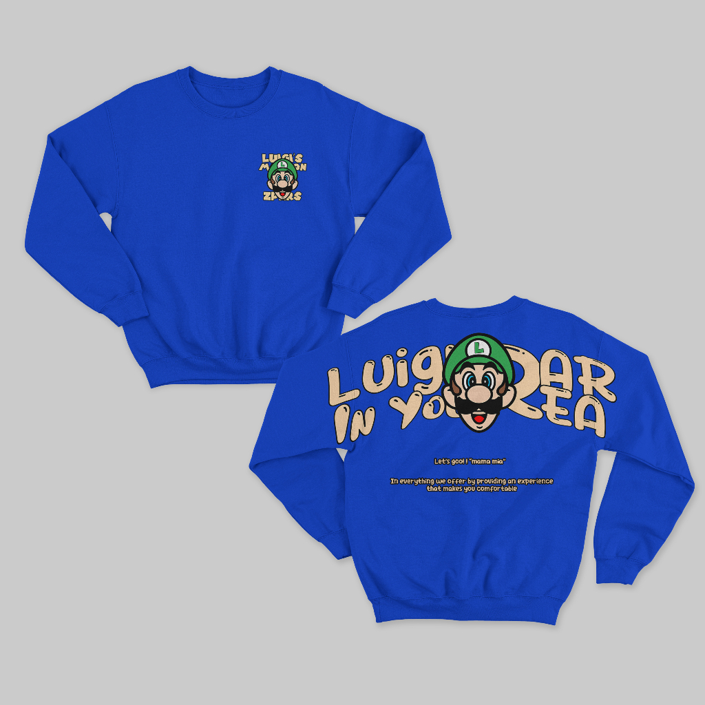 Sweater Crewneck Tebal Super Luigi In Area