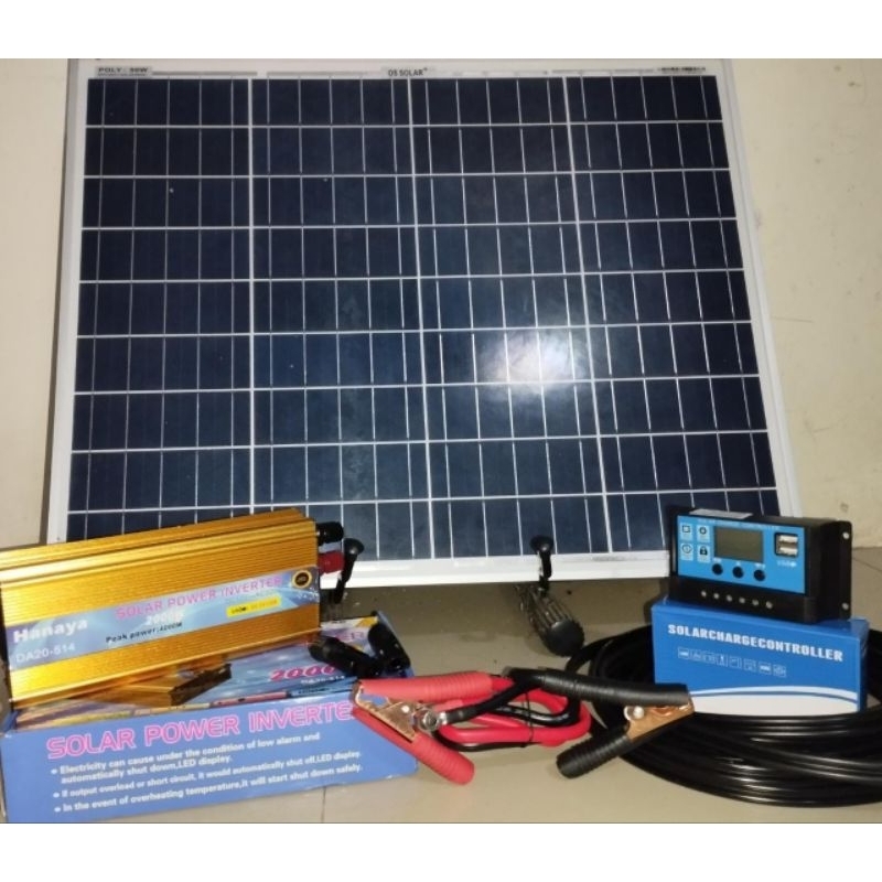 Solar Panel Lengkap Satu Set 50 Wp Inventer 2000 Watt