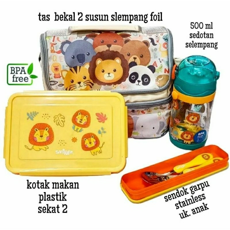 set bekal kotak makan anak animal