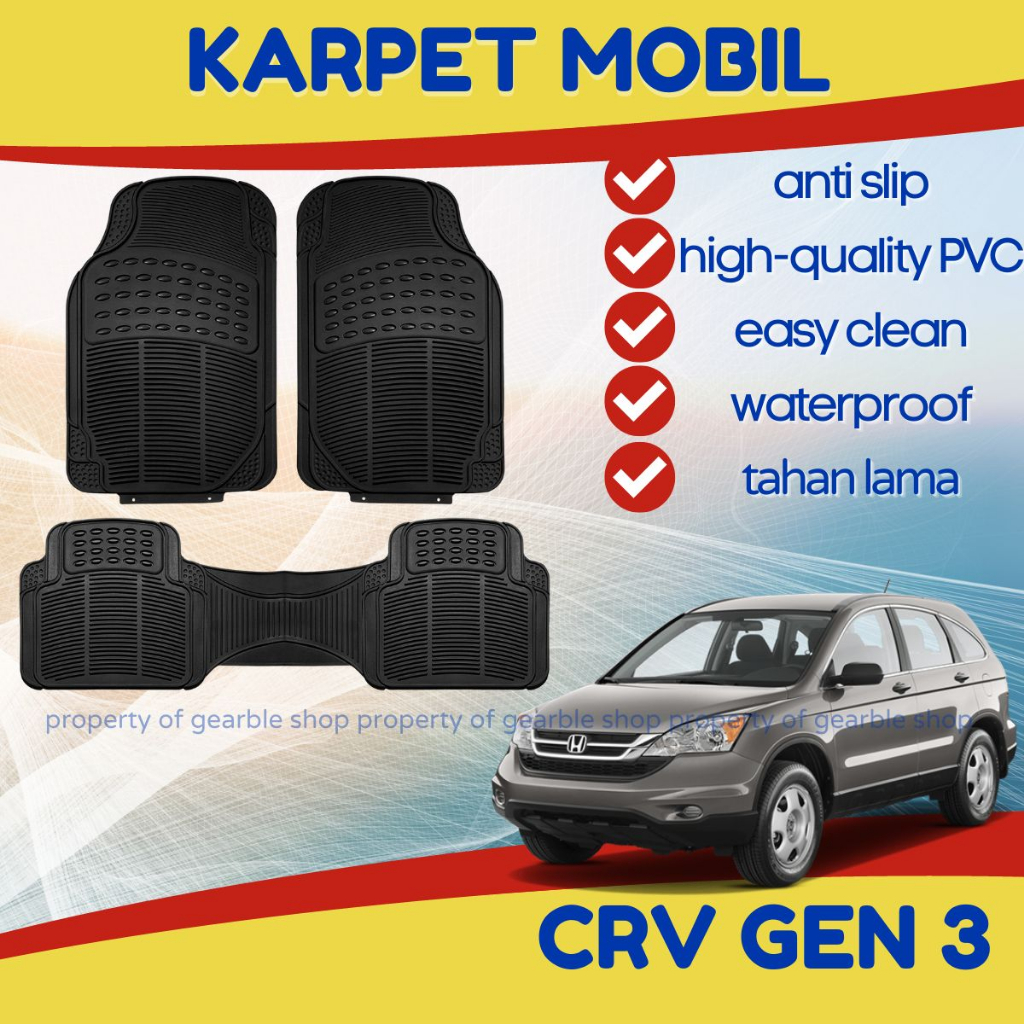 Karpet Mobil Honda CRV Gen 3 Alas Lantai Dasar Car Mats Karet PVC CRV Simple Anti Air