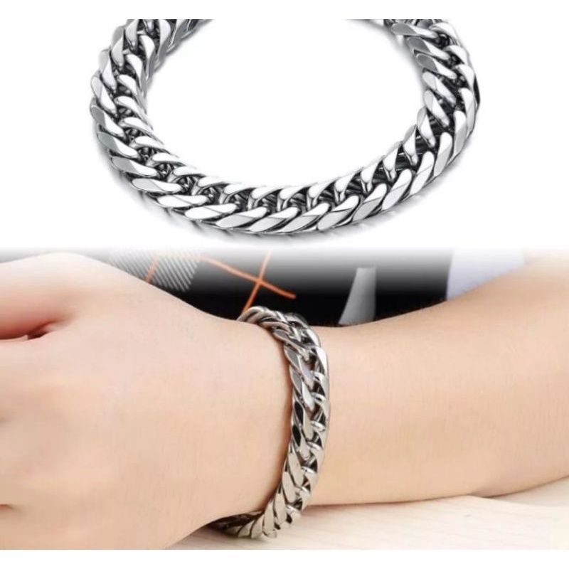 gelang tangan rantai titanium pria lebar 10 mm