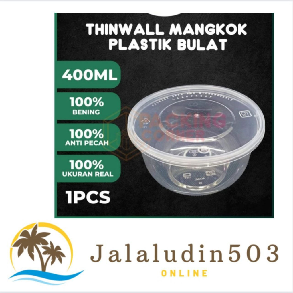 thinwall mangkok cup plastik bulat microwave anti panas ukuran 500ml