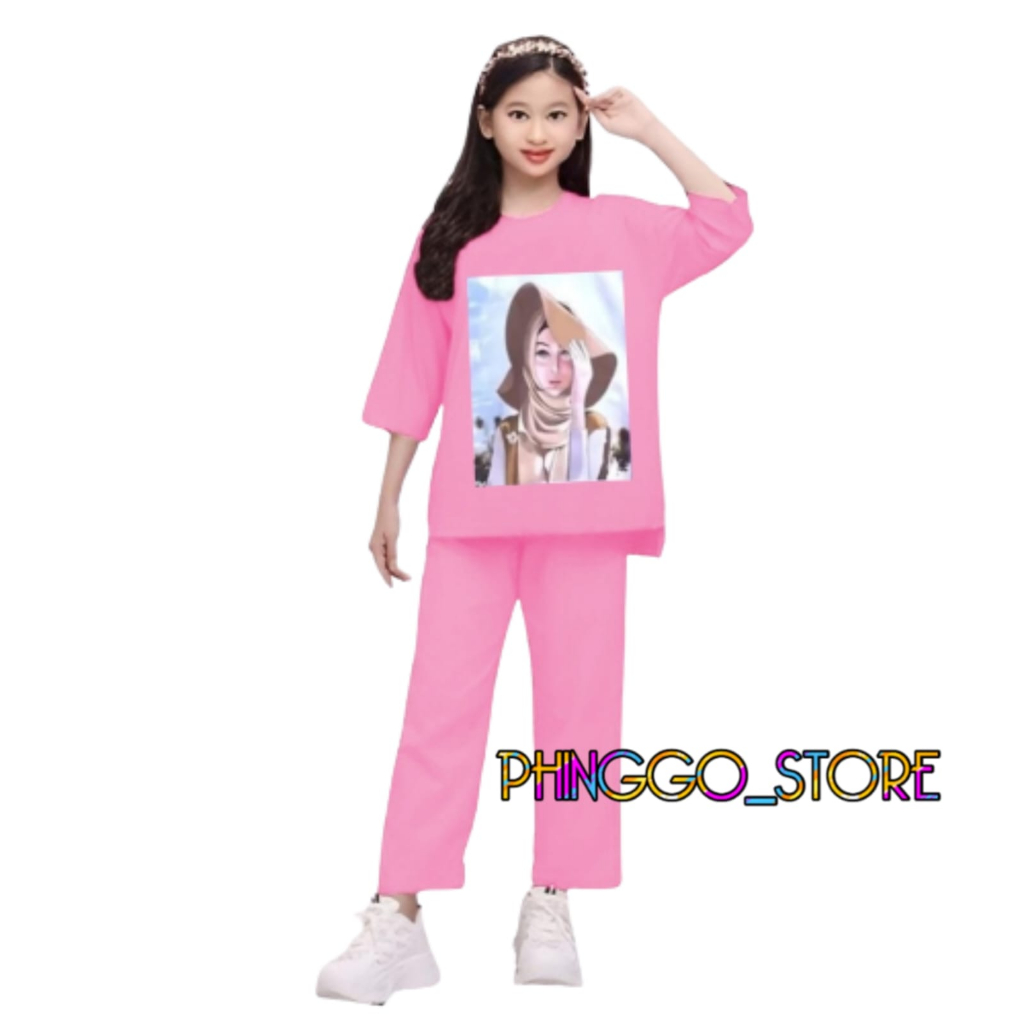 One Set Viral Anak/Setelan Slebew Anak Perempuan 3-12 Tahun/Set Crop Slebew Anak