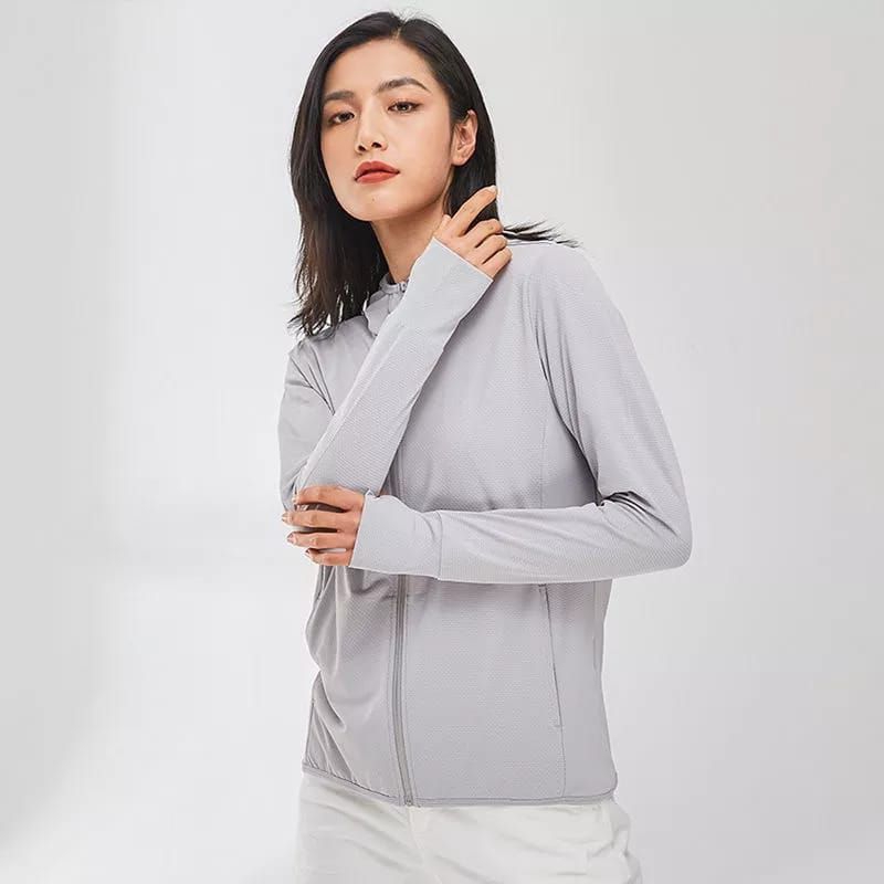 Jaket olahraga Wanita Pria Jaket Mesh Anti UV Untuk Jogging Senam Zumba