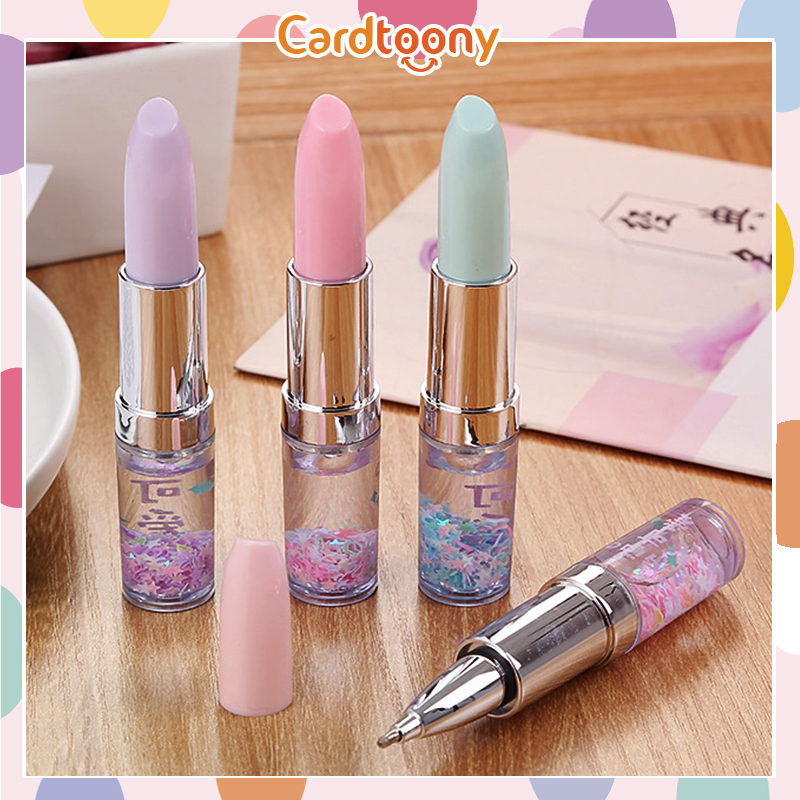 Pulpen gel lipstik glitter gel pen imut pena bolpoin ballpoint bulpen bolpen