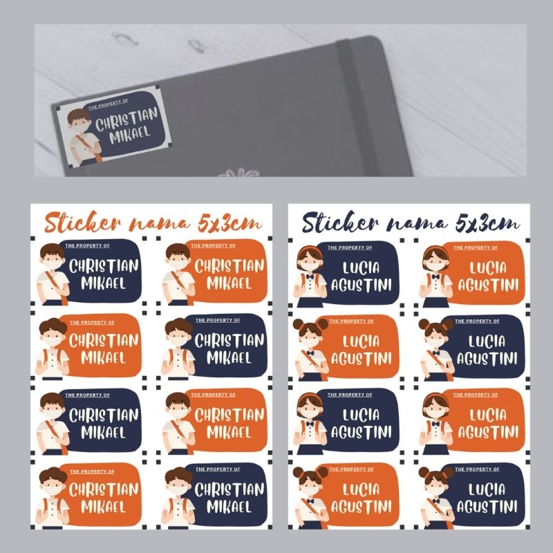 

HOBBY HOME Sticker Label Nama Untuk Buku dan sekolah, motif student (5x3)cm, waterproof