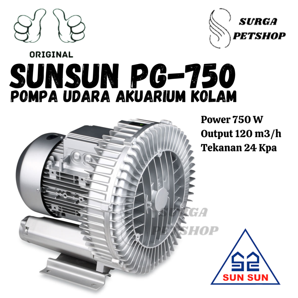 SUNSUN PG 750 Root Ring Blower Air Pump Aerator Oksigen Akuarium Kolam Ikan Tambak Udang Ipal Airato