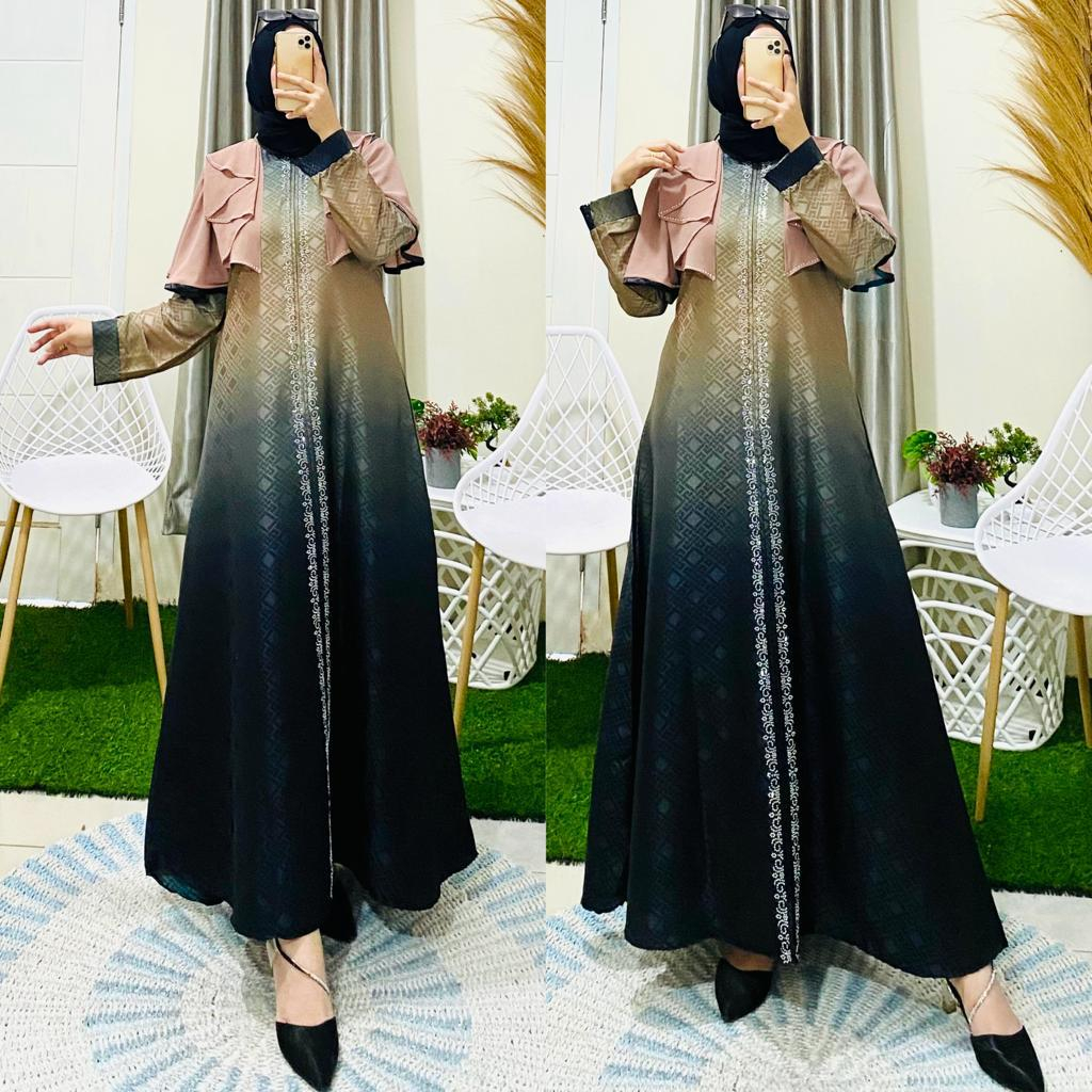 GAMIS SAYAP BY ALESHA FASHION KELLY CREPE PRINTING KEMBONASI CERUTI SAYAP MOTIF KOTAK KOTAK