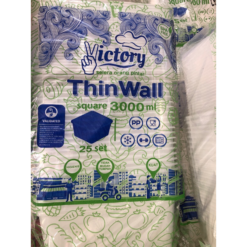 Thinwall Victory 3000ML square / kotak - 25set