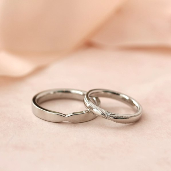 Cincin Nikah Couple Cicin EMAS PUTIH PLATINUM Cincin Kawin Cincin Ukir Nama E03