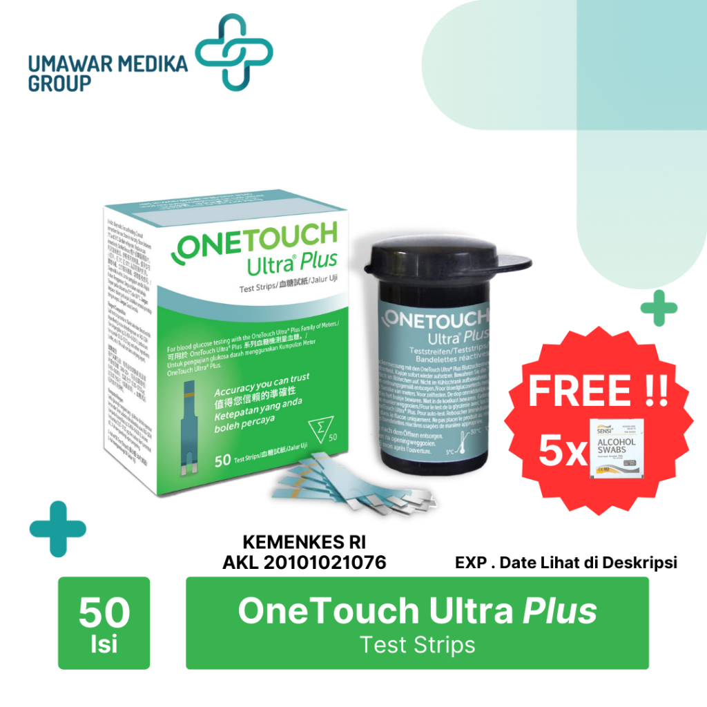 OneTouch Ultra Plus isi 50 One Touch Isi ulang Test Strip Diabetes