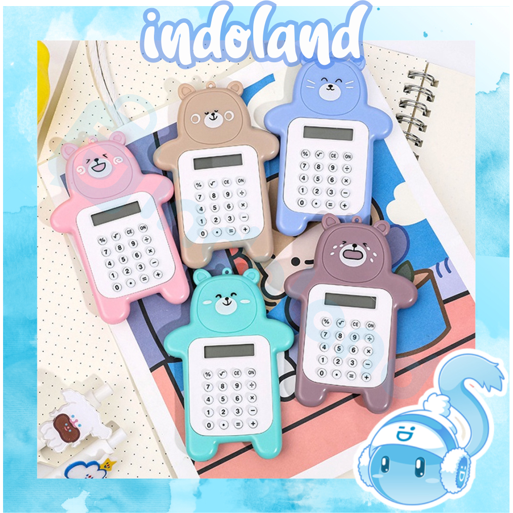 

☀INDOLAND☀ Calculator Mini Portable Motif Bear Kalkulator Portable Mini Beruang Kalkulator Unik Kalkulator 8 Digit Mini Portable Kalkulator / Creative Bear calculator Slim Palm Mini Student Pocket Computer Sekolah Stationary Import Warna Unik S088