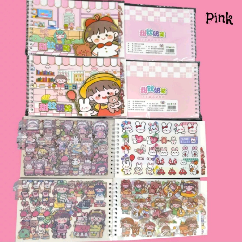 DIY STICKER BOOK / BUKU STIKER MOMO 4IN1 / STIKER BUKU MOMO MOTIF KARTUN KOREA LUCU