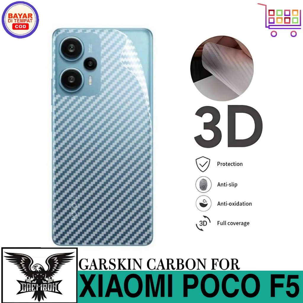 Promo Garskin Carbon XIAOMI POCO F5 Anti Gores Belakang Handphone Anti Lengket Bekas Lem