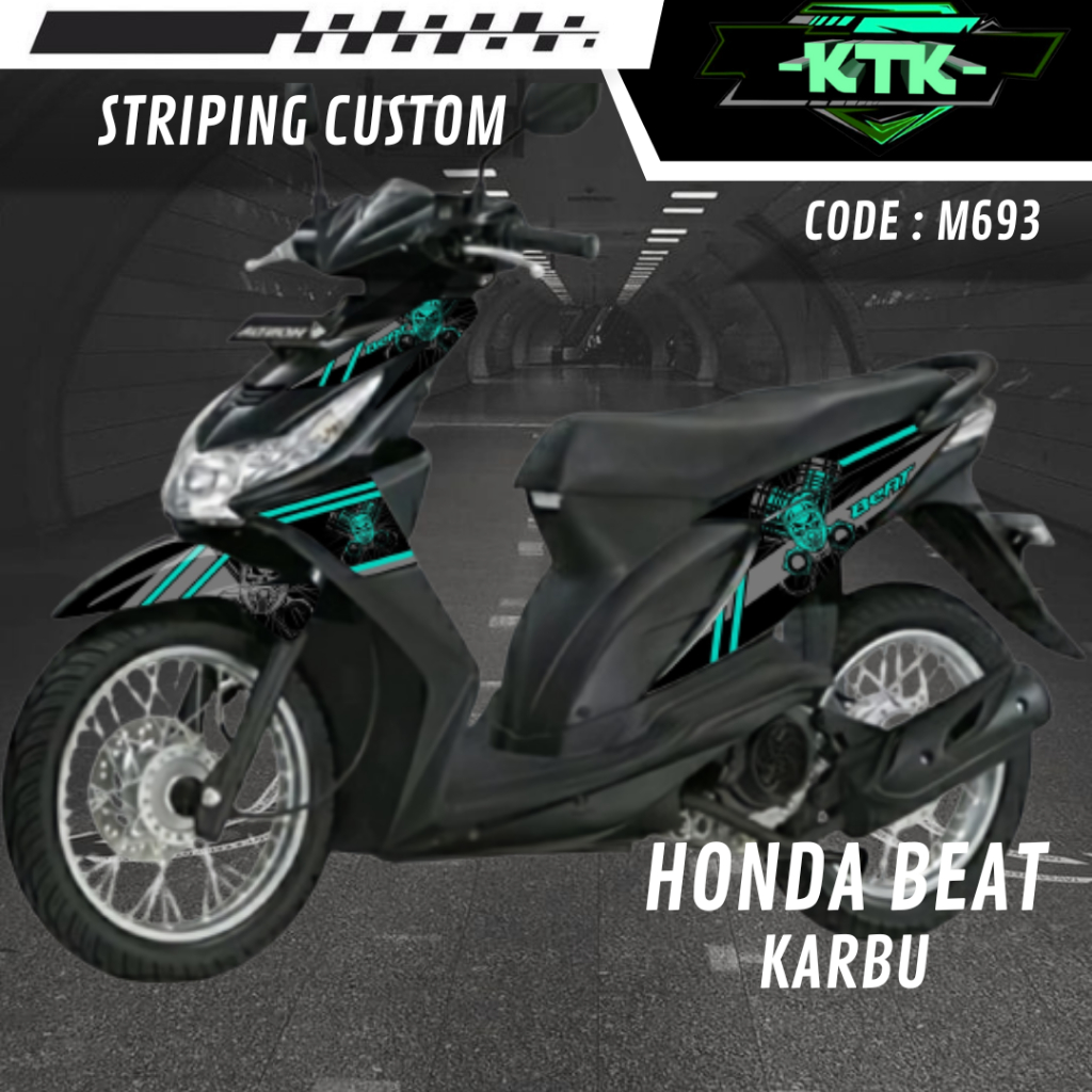 Sticker Lis Variasi Striping List Stiker Aksesoris Motor Honda Beat Karbu Lawas Carbu Old M693 Tahun
