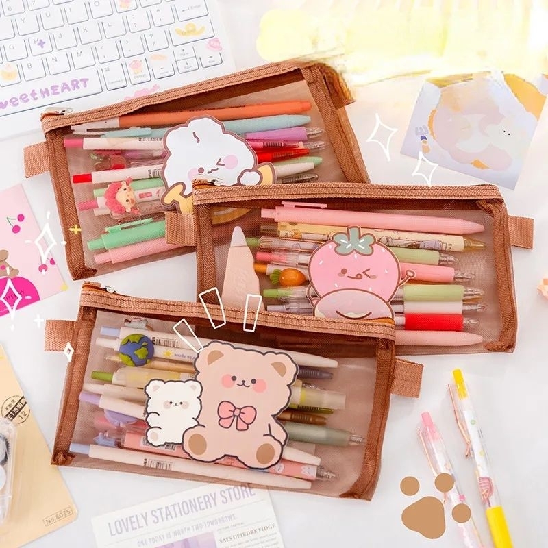 

Kotak Pensil Pencil Case Brown Transparan Lucu