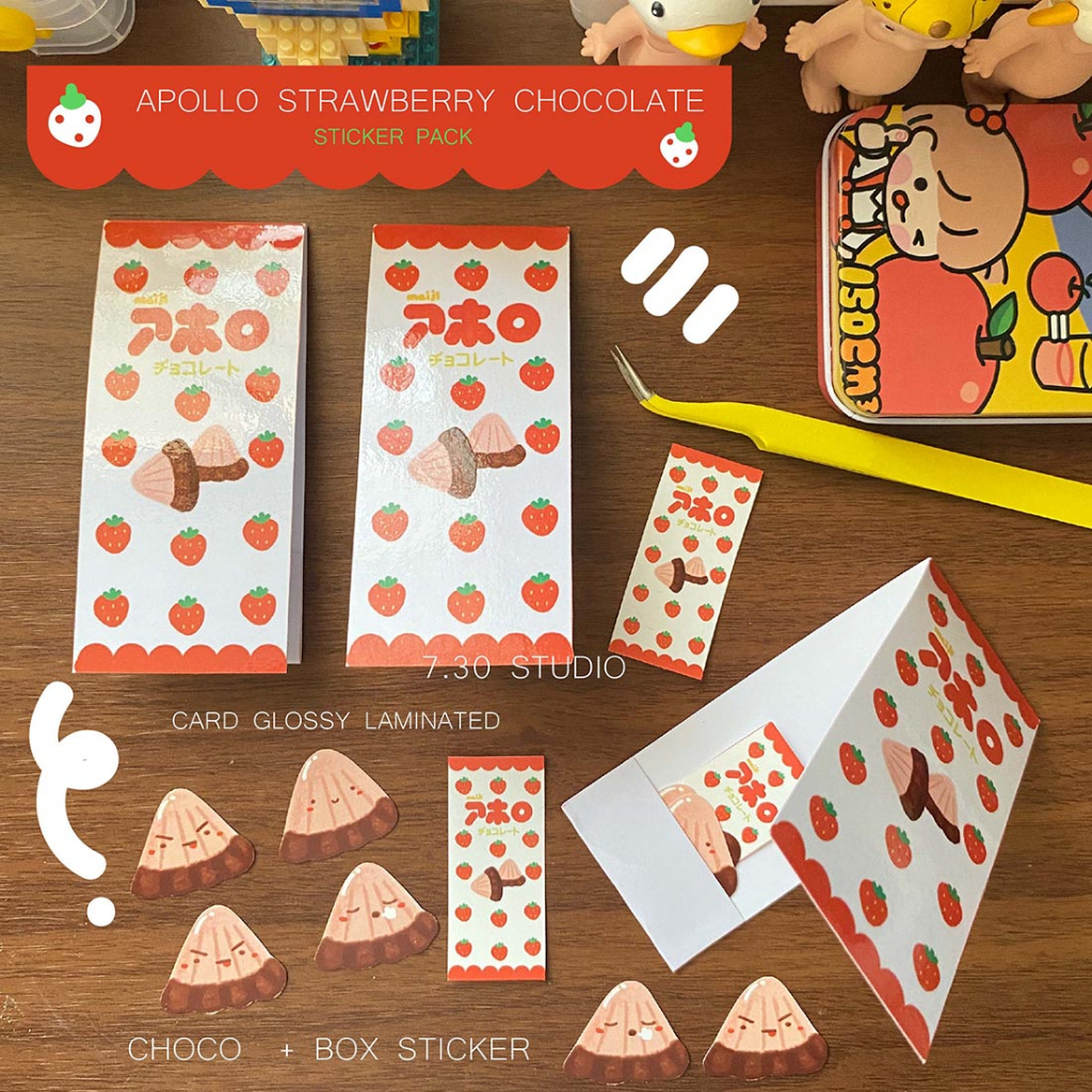 

Apollo choco strawberry sticker pack - stiker lucu
