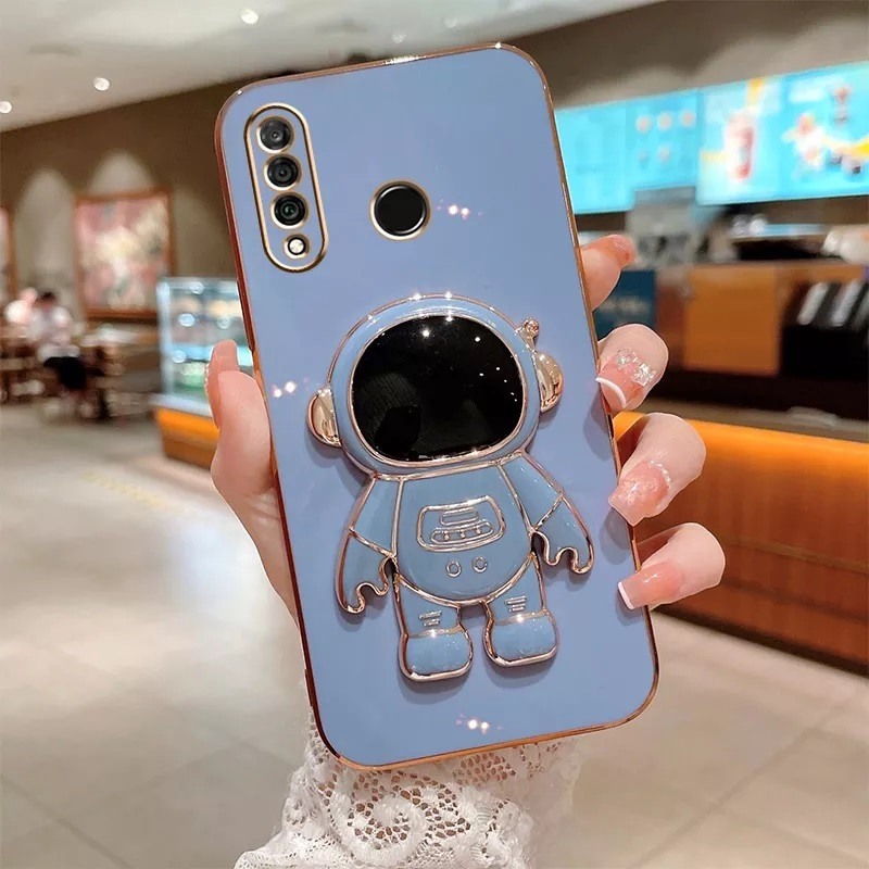 Soft Case Vivo Y03 Y18 Y28 Y12 Y15 Y17 Casing Silikon Dudukan Lipat Astronot Plating Mewah