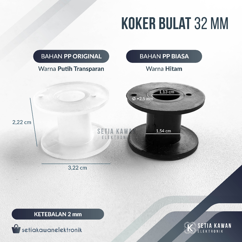 Koker Bulat 32 x 22 mm (As 11,3 mm) Tempat Lilitan Crossover Pasif / Bobin Bobbin Bulat Tahan Panas 