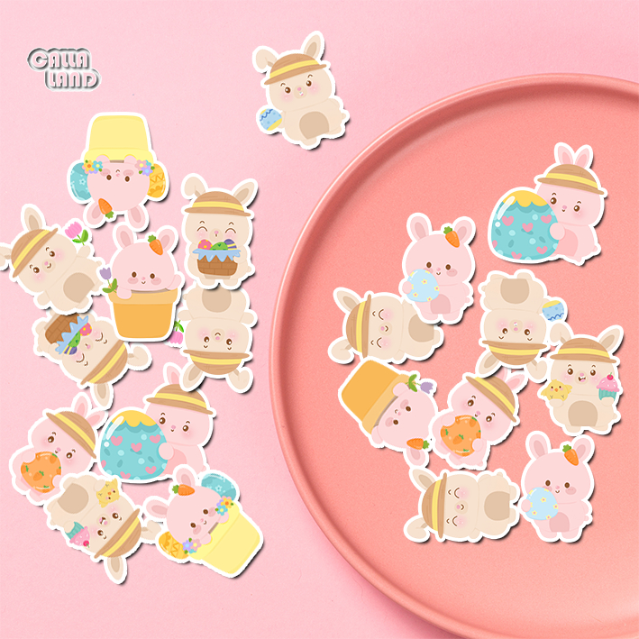 

Calla Land 10Pcs Sticker Pack Bentuk [PINK BUNNY] Kelinci Pasca Lucu Aesthetic for Bullet Journal Decoration Planer Diary Scrapbook DIY Gift