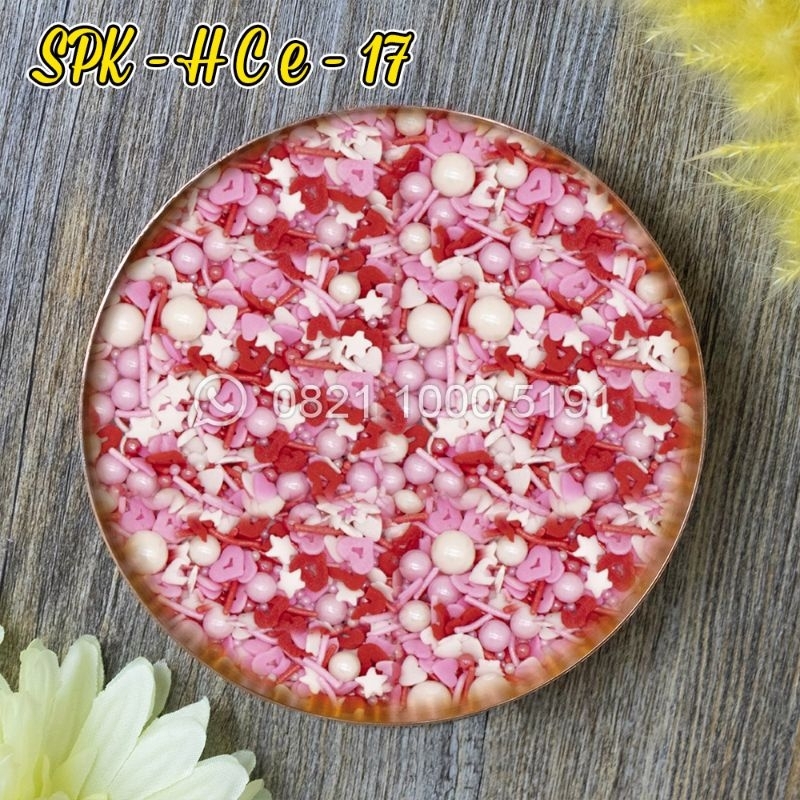 

SPK-HCE-17 SPRINKEL/SPRINKLES/SUGAR BEADS/HIASAN CAKE/MUTIARA MERAH PINK PUTIH