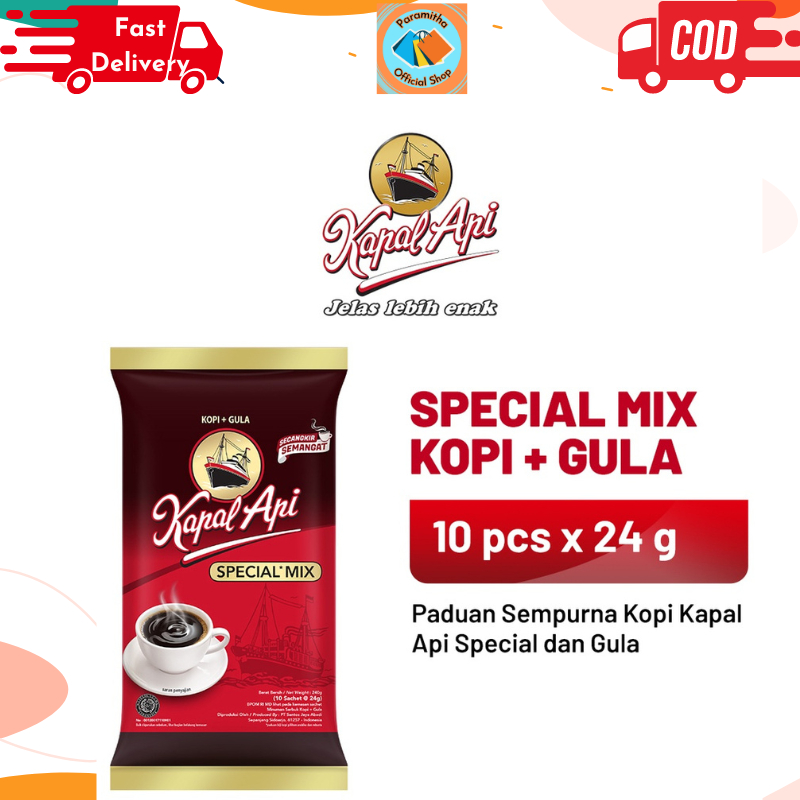 

Kapal Api Special Mix Kopi + Gula 24gr Dapat 1 Renceng Isi 10 Saset