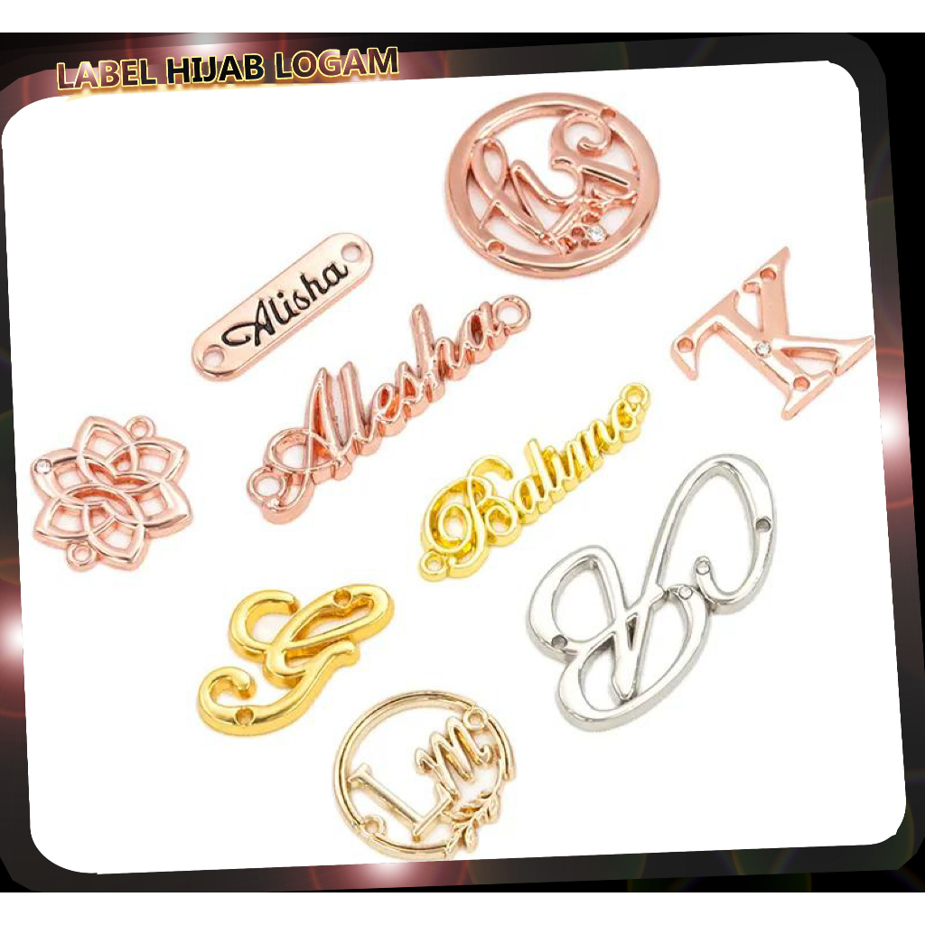 Pusat label hijab customalloy anhas buat aksesoris kerudung dan label mukena gamis dan busana muslim