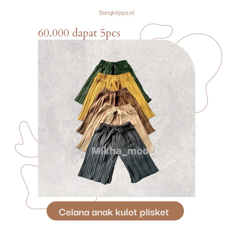 Grosir kulot plisket  anak premium murah