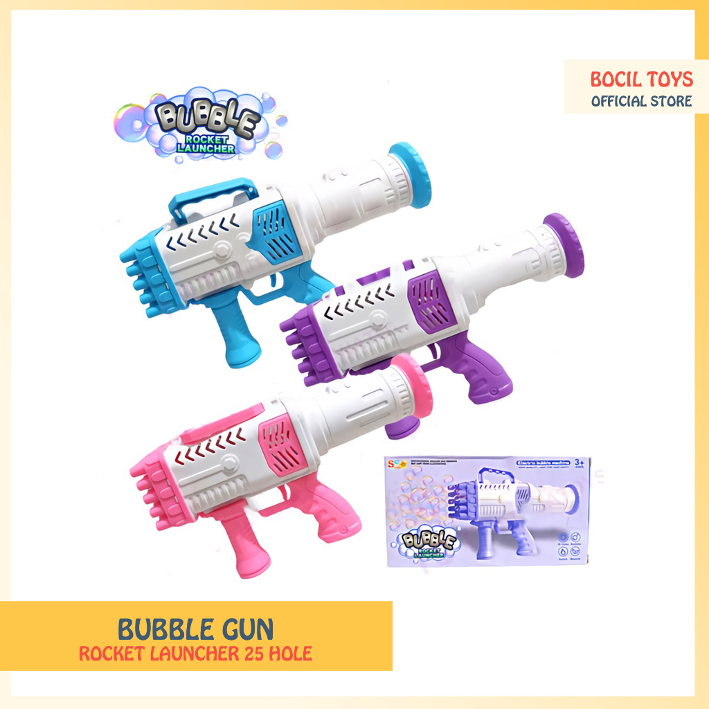 Mainan anak bubble gun bubble bazoka 25 hole lubang viral untuk anak cowok dan cewek harga murah bis
