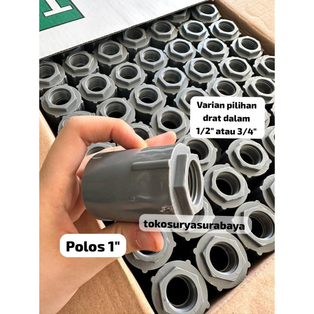 sok drat dalam 1/2" x 1" atau sok drat dalam 3/4" x 1" faucet socket sok drat dalam 1" x 1/2" sok dr
