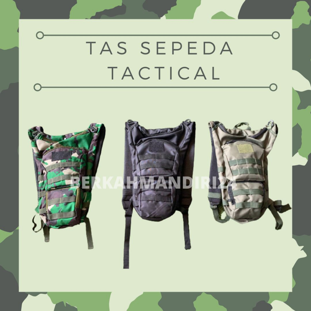 Tas Punggung Sepeda Tactical Polos Motif Loreng Bahan Velcro Cordura Lubang Waterbag