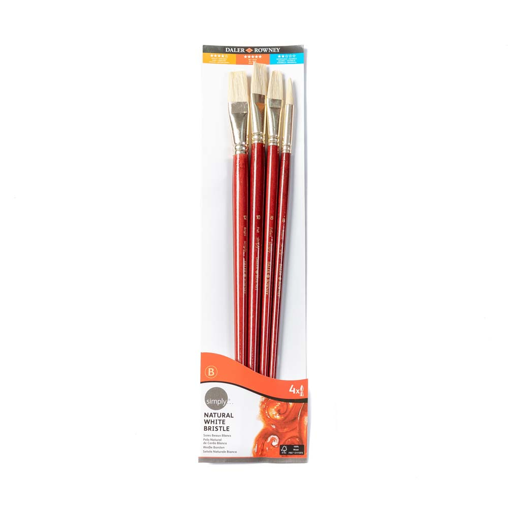 

Daler Rowney Kuas Simply Oil Bristle Brush Set 4Pcs #3 - Kuat, Kaku Untuk Cat Minyak, Akrilik, Latar