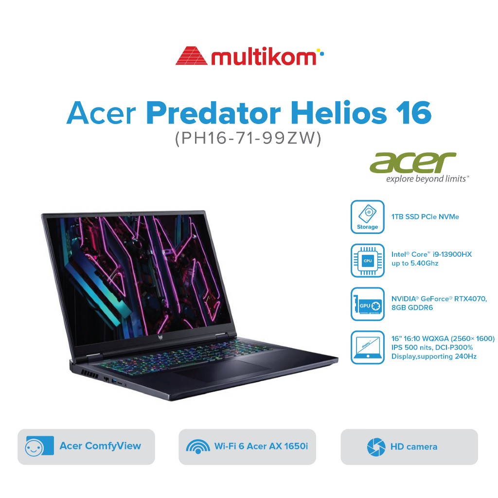 Acer Predator Helios 16 PH16-71-99ZW i9-13900HX 16GB 1TB RTX4070 WQXGA