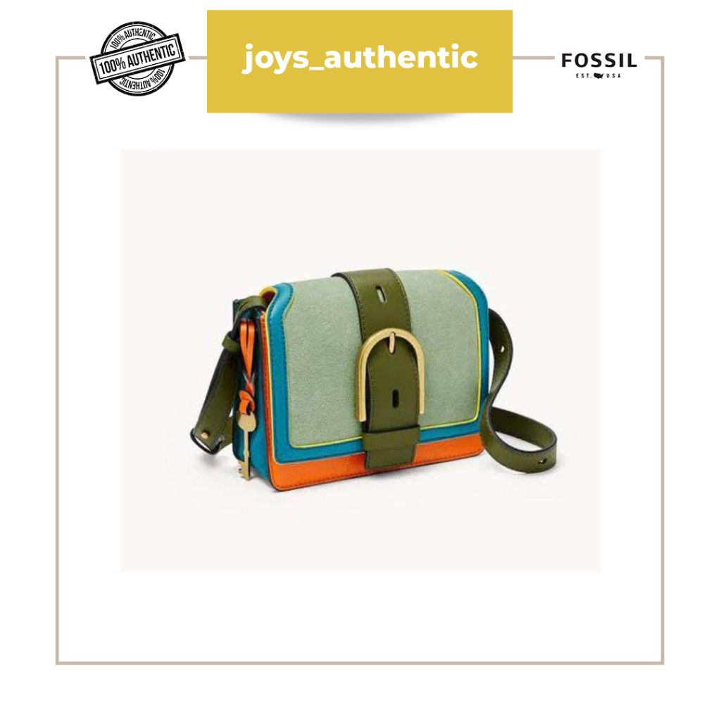 Tas wanita Fossil wiley crossbody hijau green multi woman bag authentic original