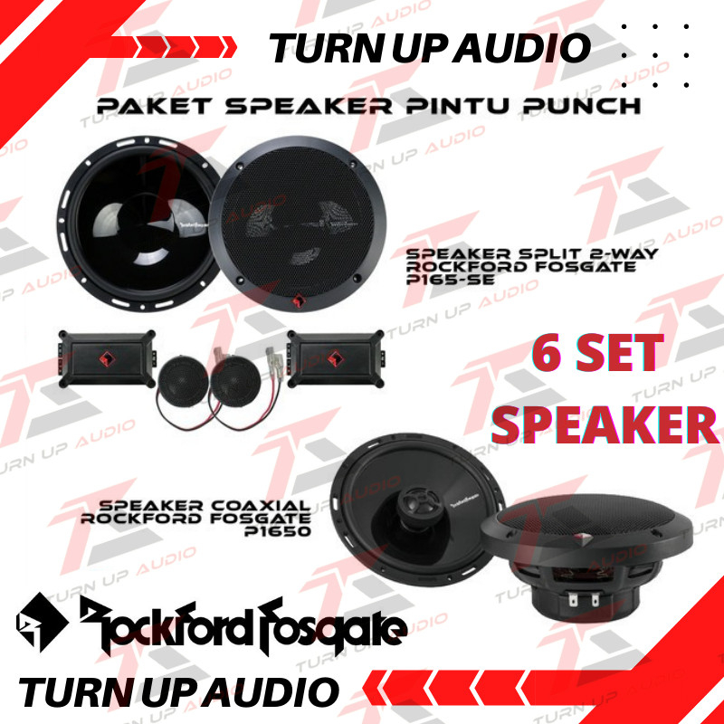 Paket Audio Mobil Full Set Speaker Pintu ROCKFORD FOSGATE POWER SERIES Rockford Fosgate T165-S Coaxi