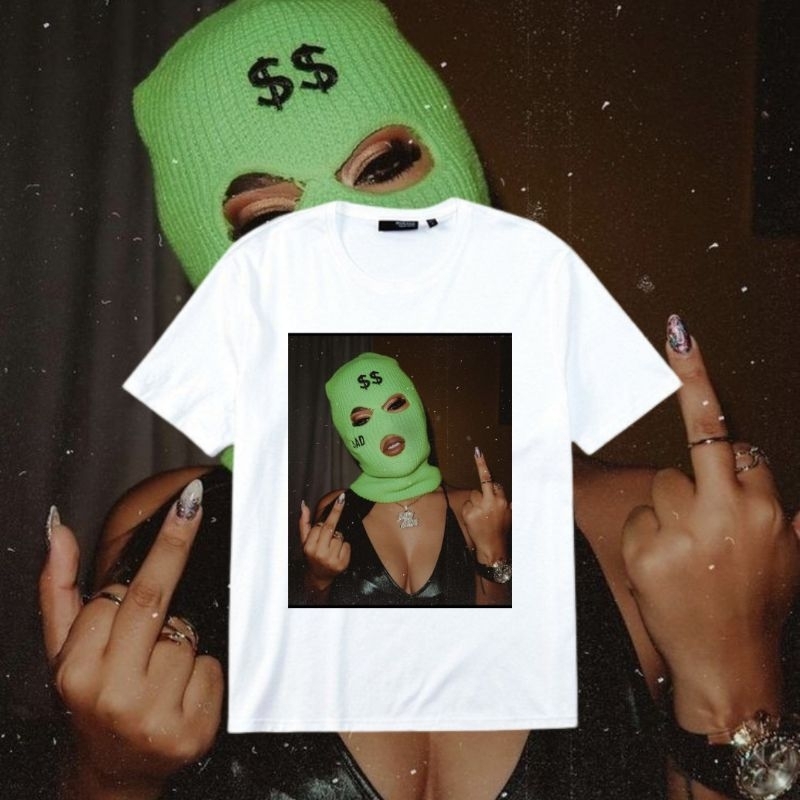 T SHIRT VINTAGE GADIS GANGSTER/ KAOS PUTIH UNISEX GADIS GANGSTER/ BAJU PRIA WANITA CATTON COMBET