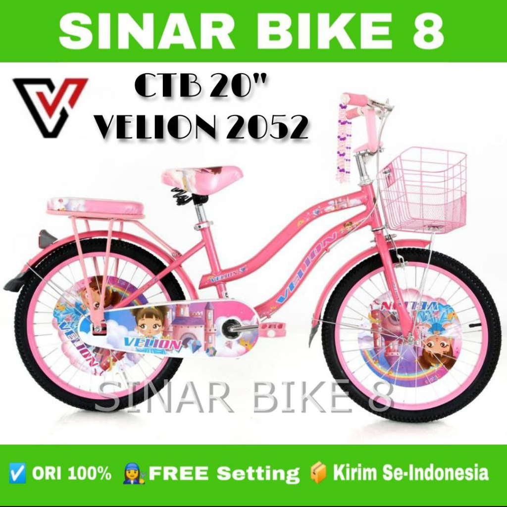 Sepeda Mini Anak Perempuan VELION 2052 Ukuran 20" Inch Keranjang