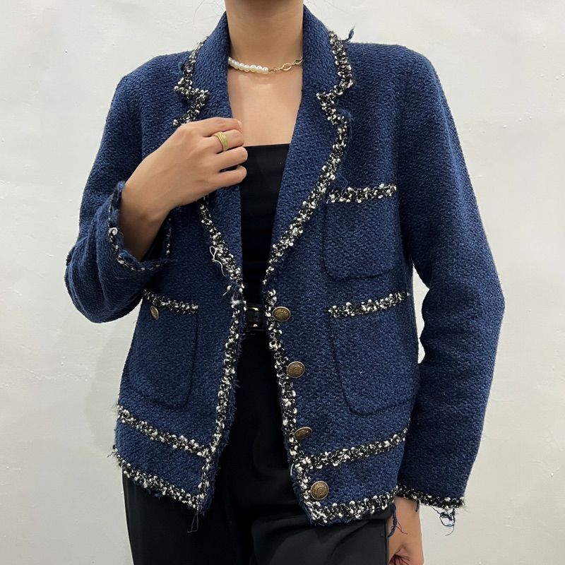 zara tweed blazer