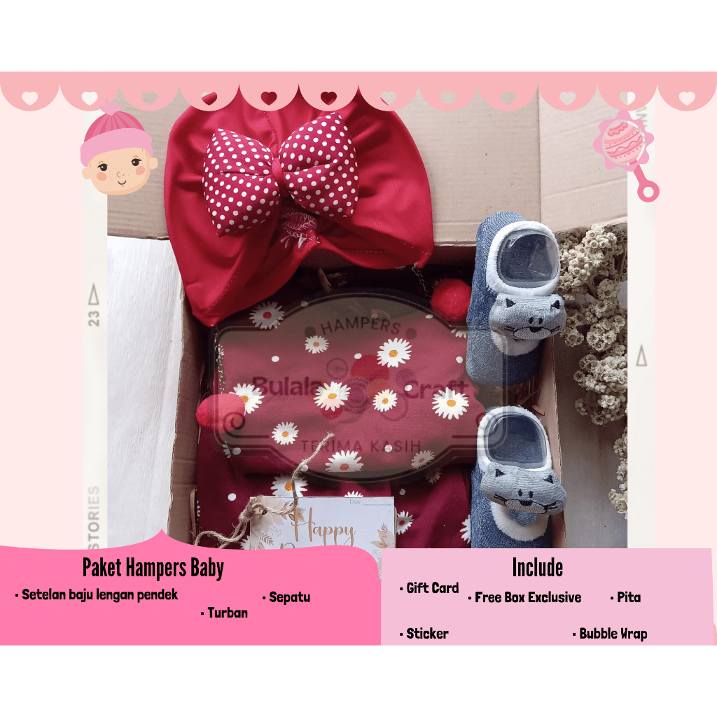 

Paket Hampers Gift Box Baby New Born 0-12Bulan Setelan Anak Felice
