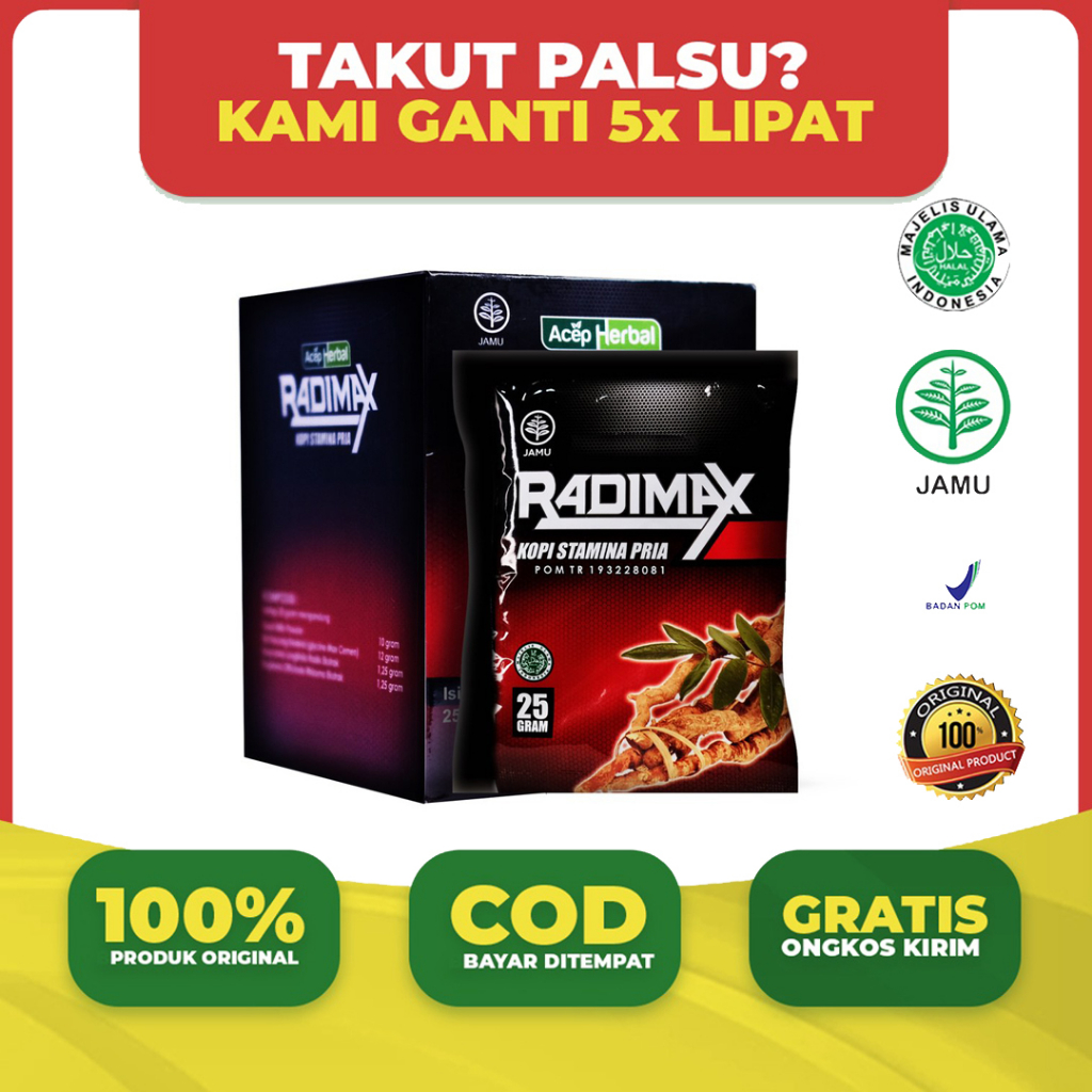 

Radimax Kopi Herbal Khusus untuk Pria 100 Original Bergaransi HALAL dan Legal BPOM Bisa Bayar di Tempat COD