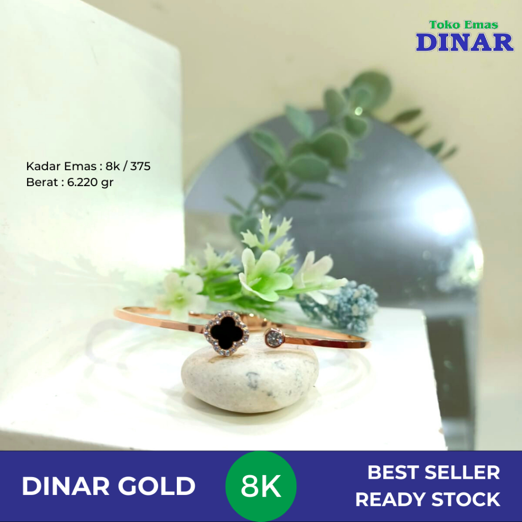 GELANG OVAL BATU AD MODEL ROSEGOLD - EMAS MUDA - KADAR 8K/375