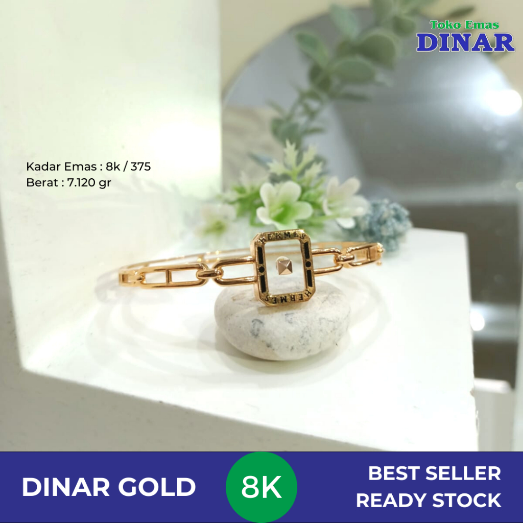 GELANG OVAL BATU AD CAT SLEP - EMAS MUDA - KADAR 8K/375