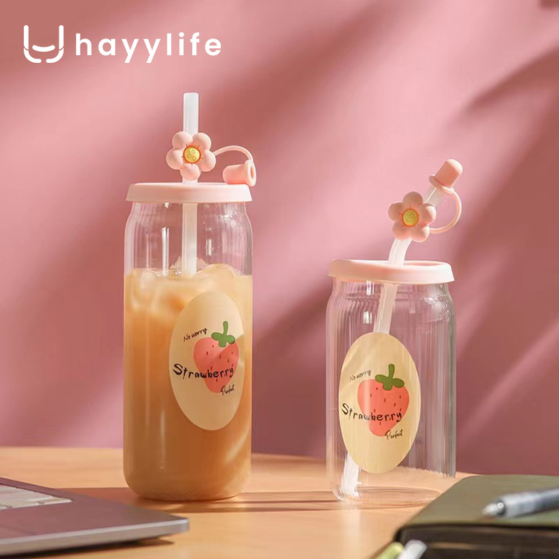 SOOKA Botol Tumbler motif Buah-gambar buah lucu, cocok untuk wadah Kopi , Botol Tumbler dengan penutup ,Gelas cola, Botol Tumbler variasi penutup bermotif bunga 400mlHL-AAB839