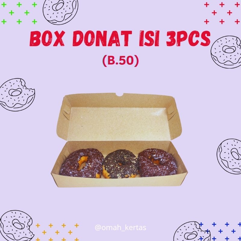 

Box Donat isi 3pcs/Full Laminasi/(B.50 PE)
