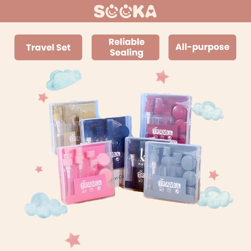SOOKA 7 in 1 Botol Travel Set - bahan PET travel toiletries kit botol sabun kosmetik HL-AEA515