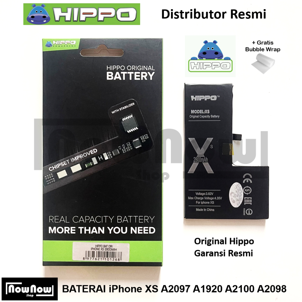 Baterai Hippo iPhone XS A2097 A1920 A2100 A2098 Original Batre Batrai Battery HP Garansi Resmi