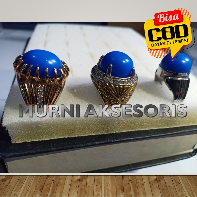 Free Bublewrap. Cincin Ring Titanium, Batu Akik Biru Bisa Menyala Didalam Air. Batu Akik Sulap Biru 